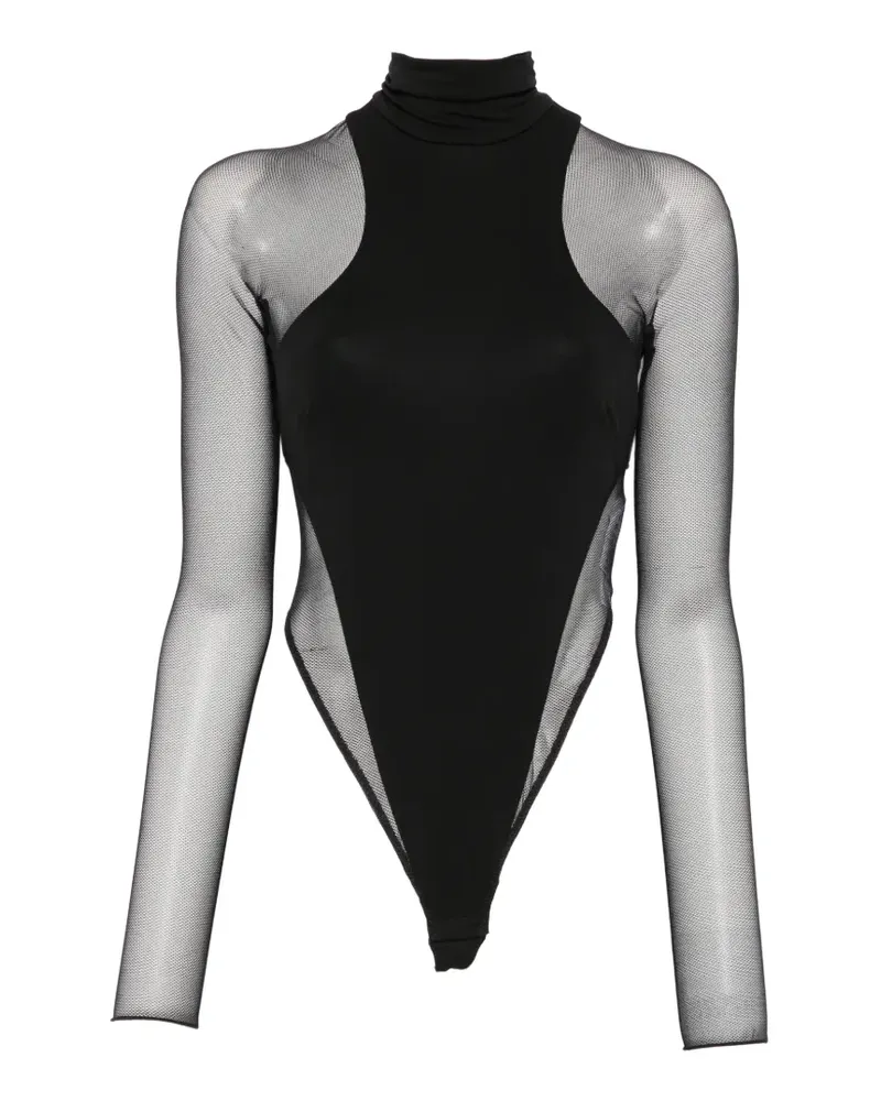 Elisabetta Franchi sheer-panelled high-neck bodysuit - Schwarz Schwarz