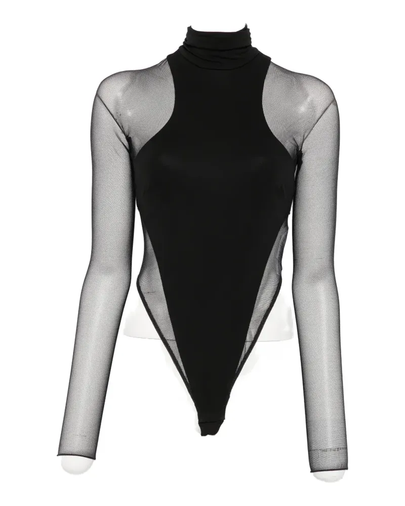 Elisabetta Franchi sheer-panelled high-neck bodysuit - Schwarz Schwarz
