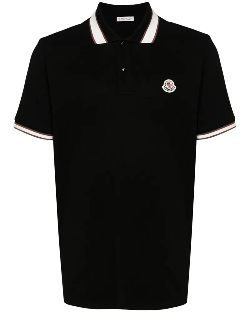 Moncler Poloshirt mit Logo-Patch - Schwarz Schwarz