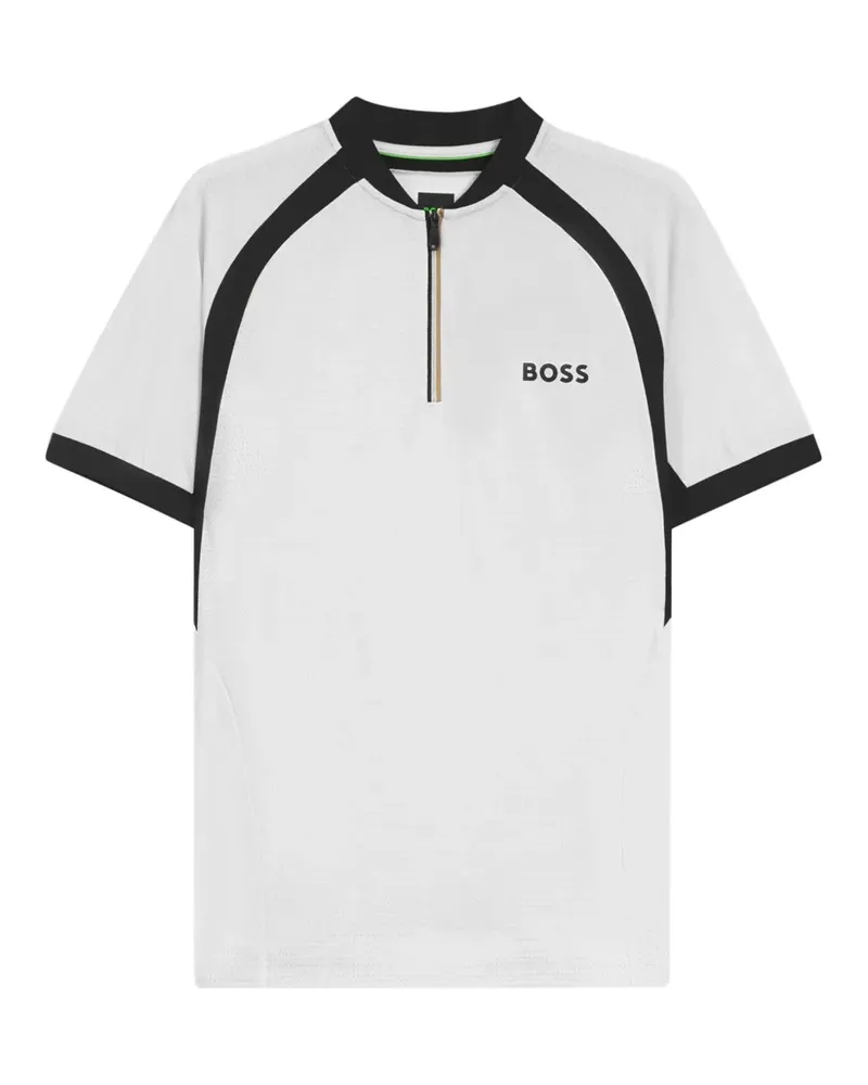 HUGO BOSS Poloshirt mit kurzem Reißverschluss - Weiß Weiß