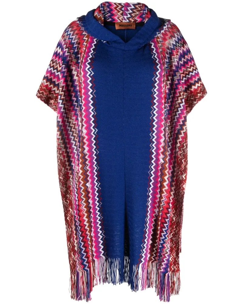 Missoni Gemustertes Cape mit Kapuze - Blau Blau