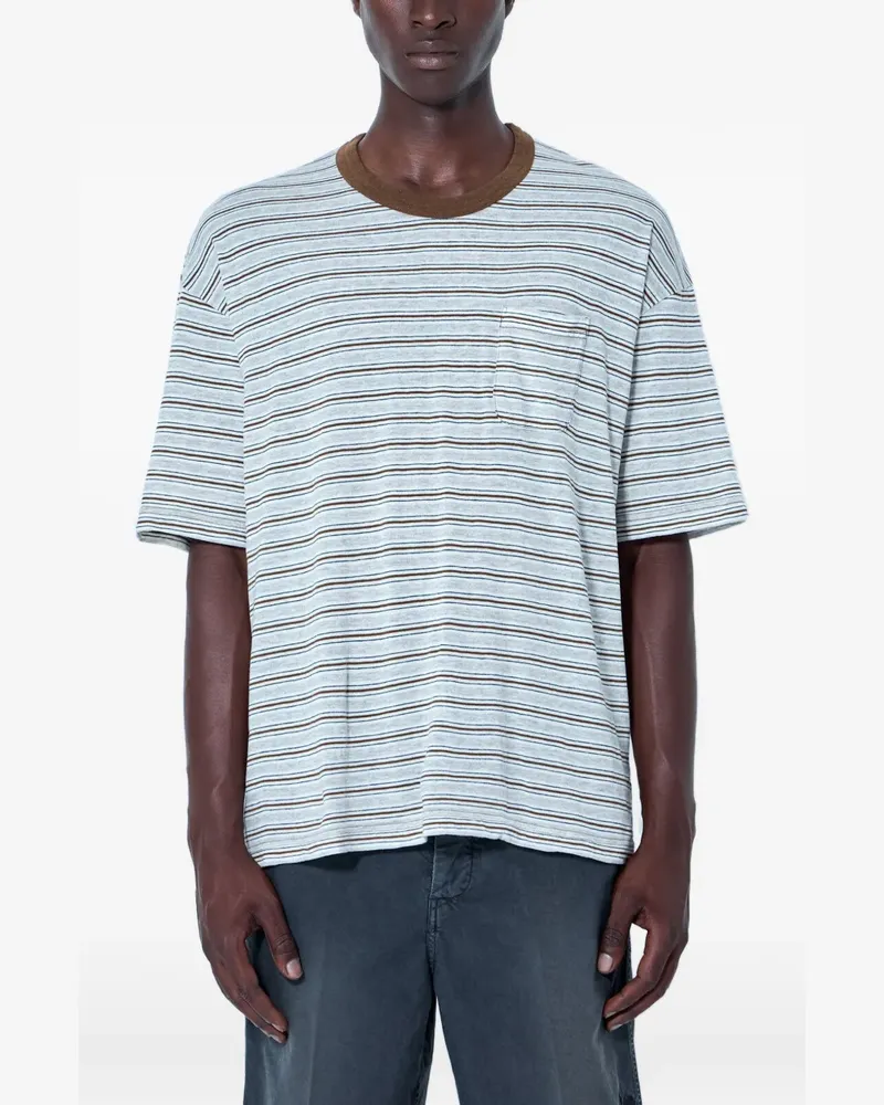 Visvim striped chest-pocket T-shirt - Grau Grau
