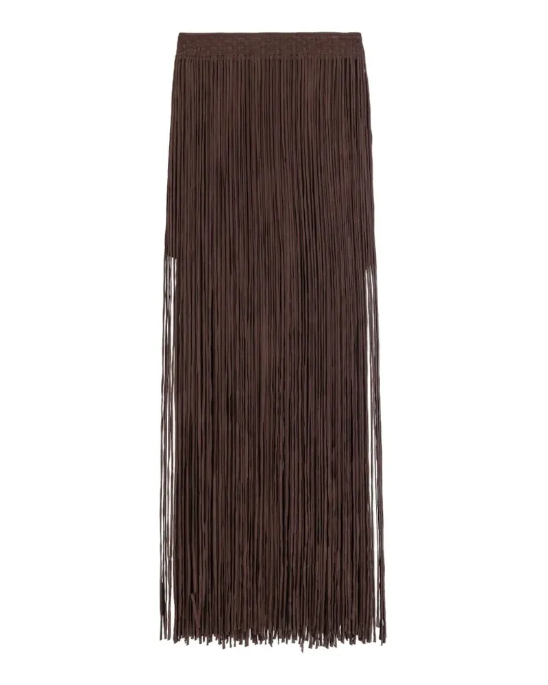 ALYSI fringed woven-waistband maxi skirt - Braun Braun