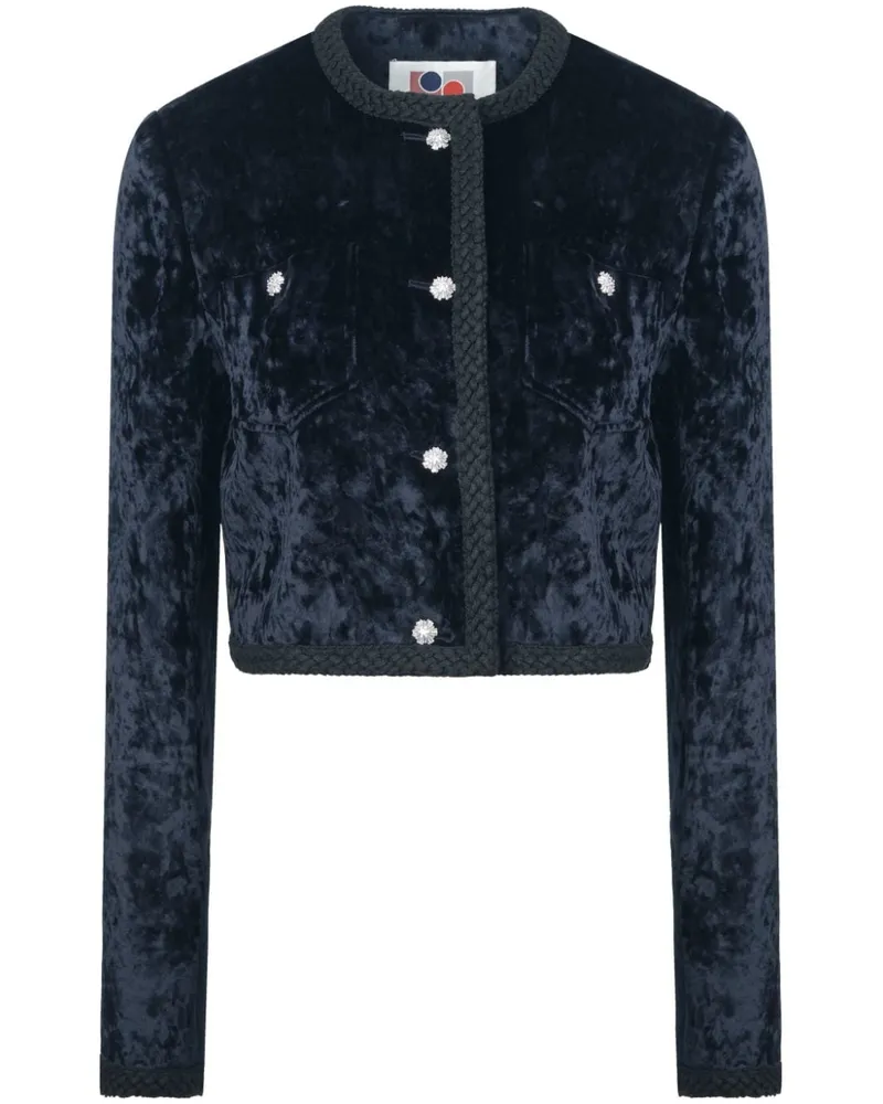 Ports 1961 Ice Floral Jacke in Samtoptik - Blau Blau
