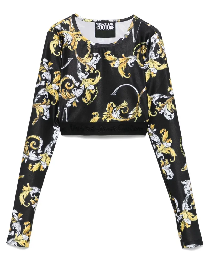 Versace Jeans Oberteil mit Barocco-Print - Schwarz Schwarz