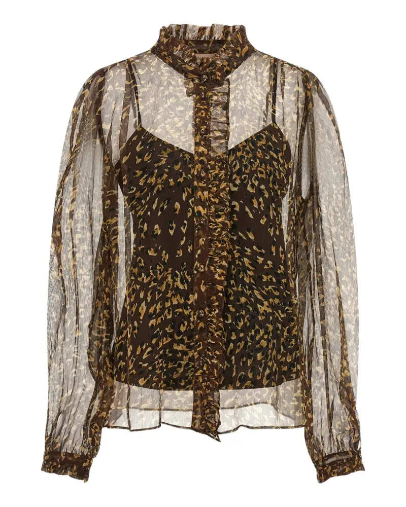 Twin-Set animal-print ruffled shirt - Braun Braun