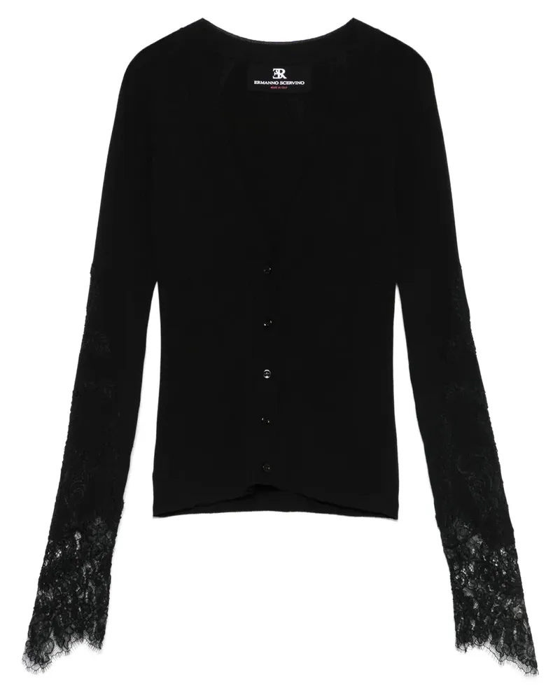 Ermanno Scervino Cardigan mit Spitzeneinsätzen - Schwarz Schwarz