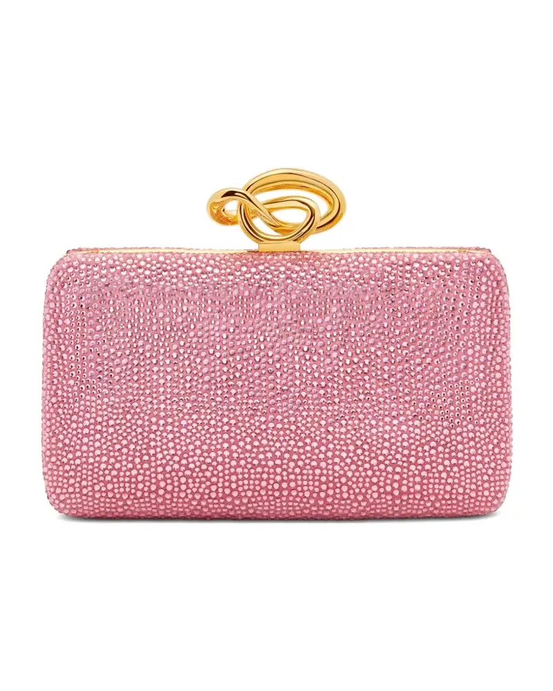 Oscar de la Renta Crystal Knot Handle Clutch - Rosa Rosa
