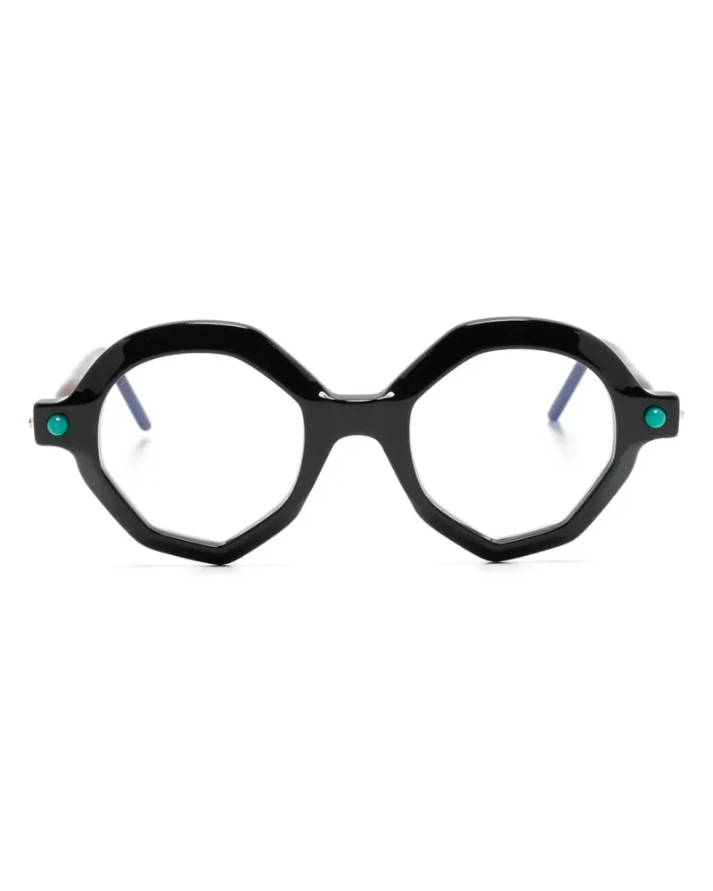 KUBORAUM Maske P18 Brille mit geometrischem Gestell - Schwarz Schwarz