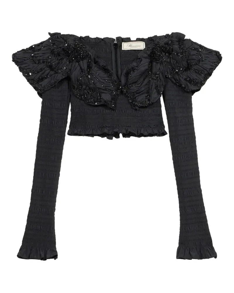 Blumarine Verzierte Bluse mit Rüschen - Schwarz Schwarz