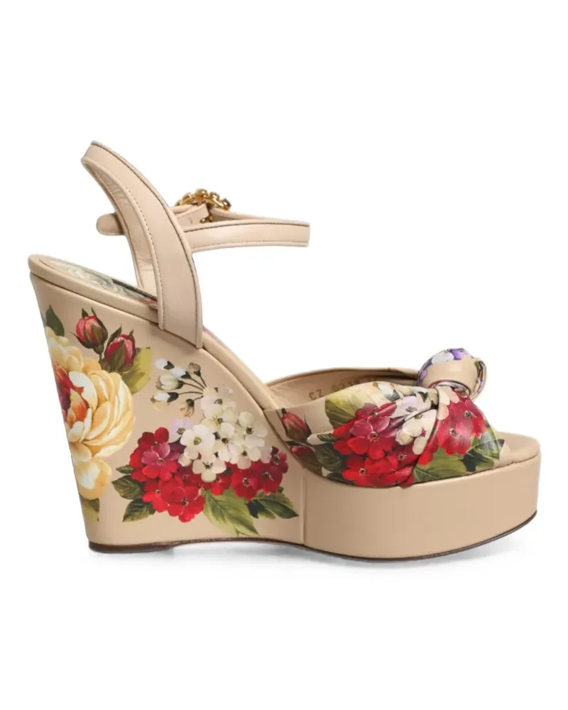 Dolce & Gabbana floral-print wedge sandals - Nude Nude