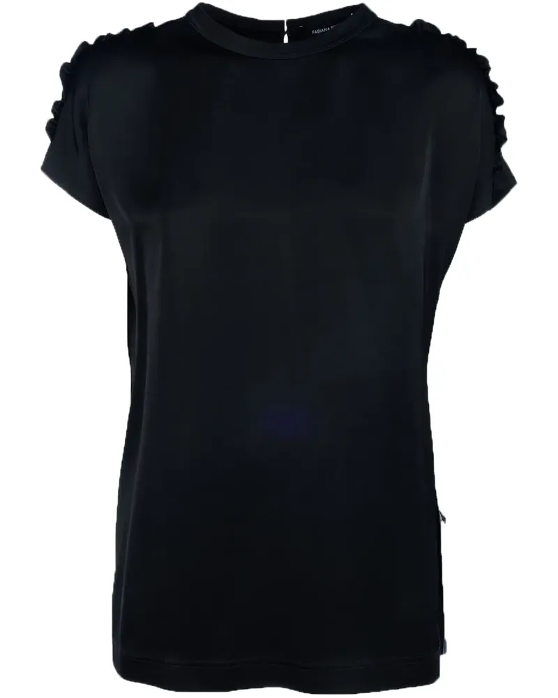 Fabiana Filippi T-Shirt mit Rüschenborten - Schwarz Schwarz