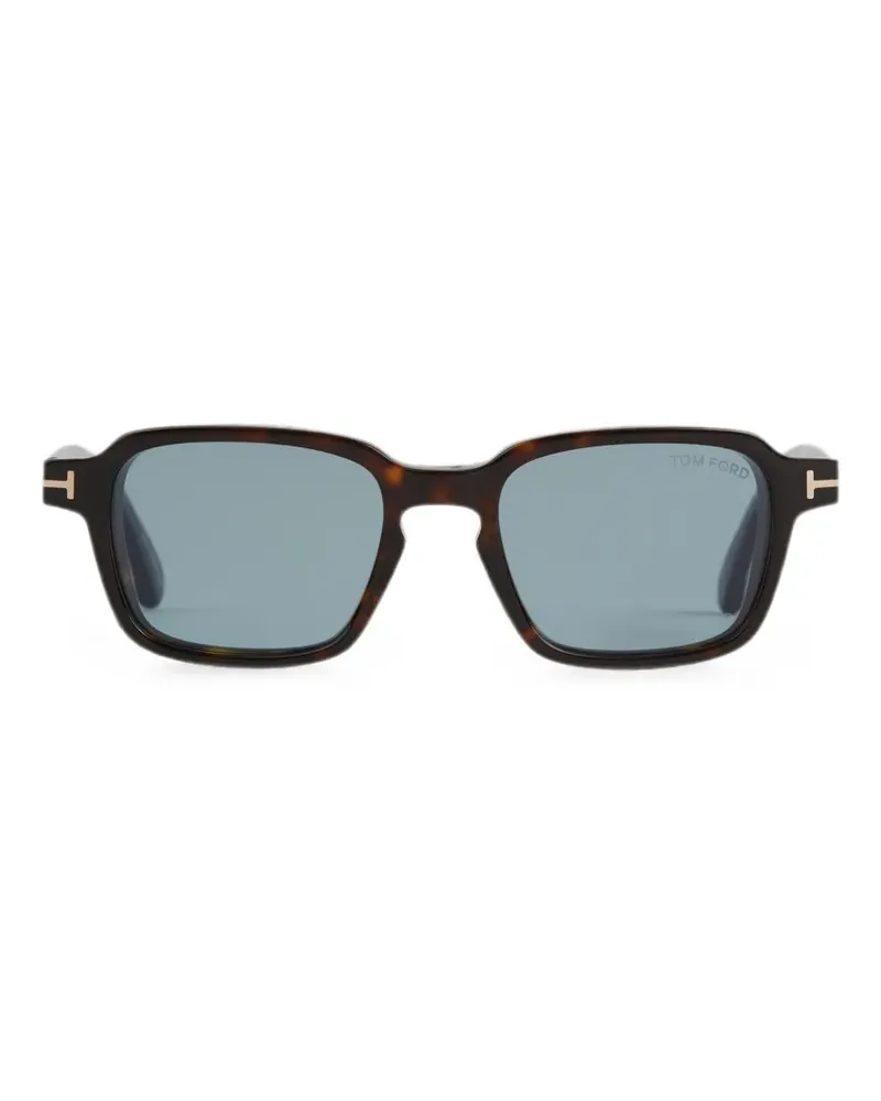 Tom Ford Eckige Sonnenbrille in Schildpattoptik - Braun Braun
