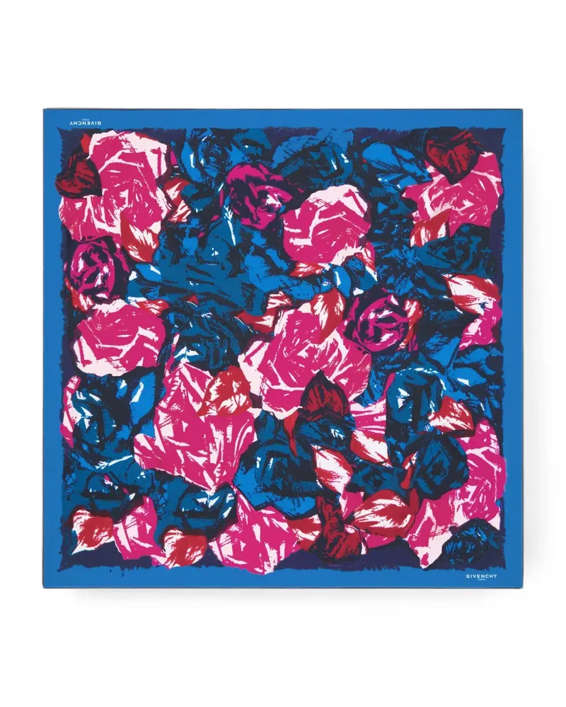 Givenchy Quadratischer Schal aus Seide mit Blumenprint - Blau Blau