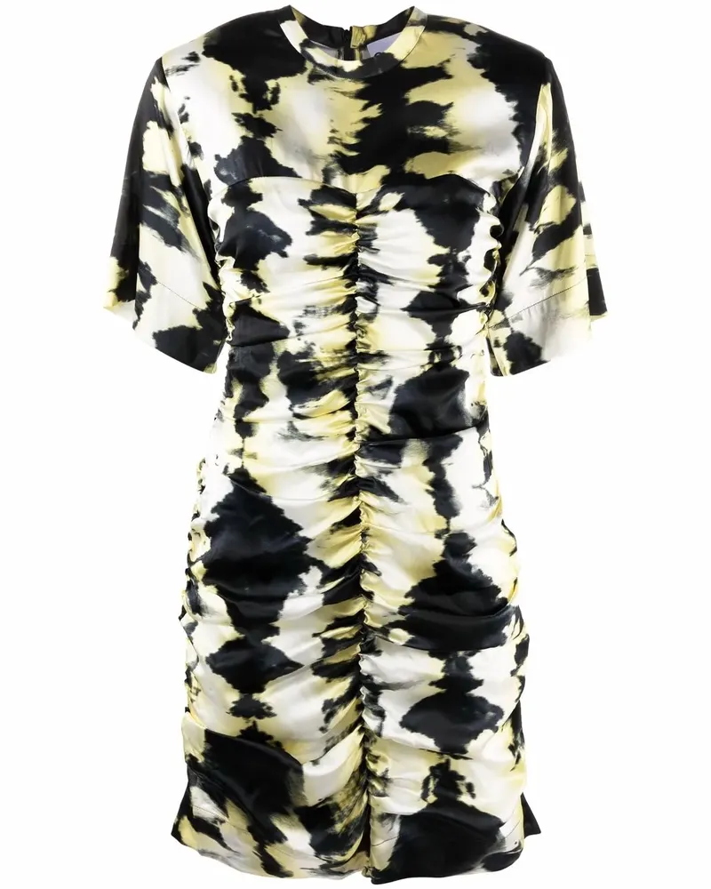 Ganni Kleid aus Seidensatin - Gelb Gelb