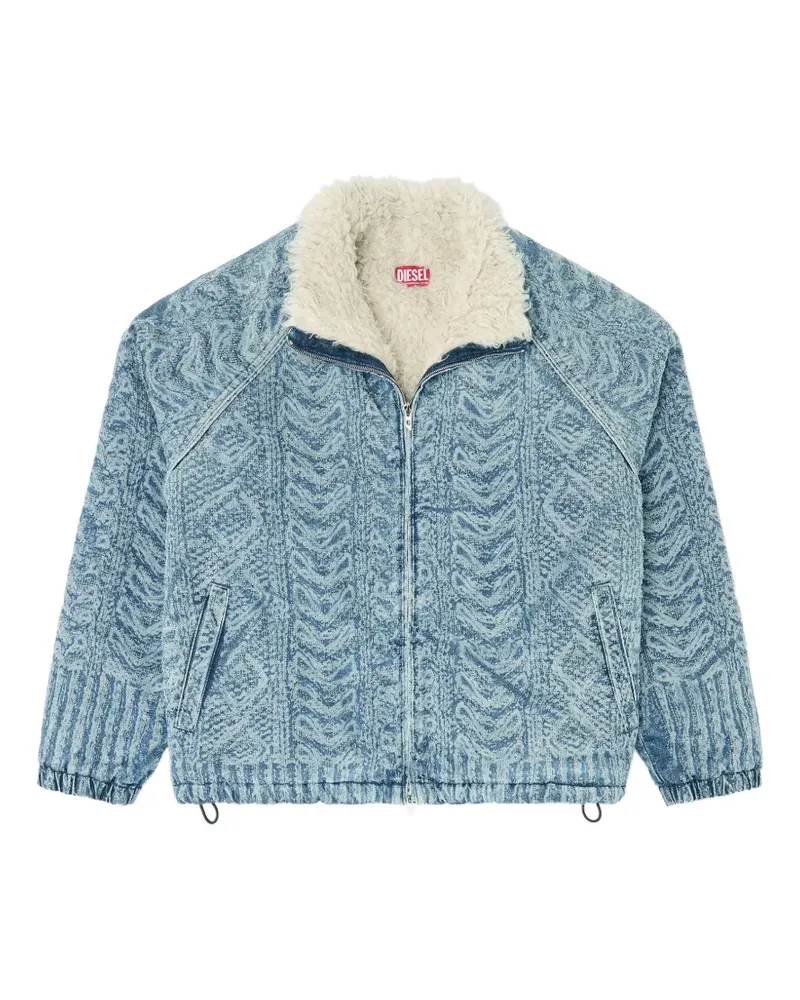 Diesel jacket in cable-knit-effect denim - Blau Blau