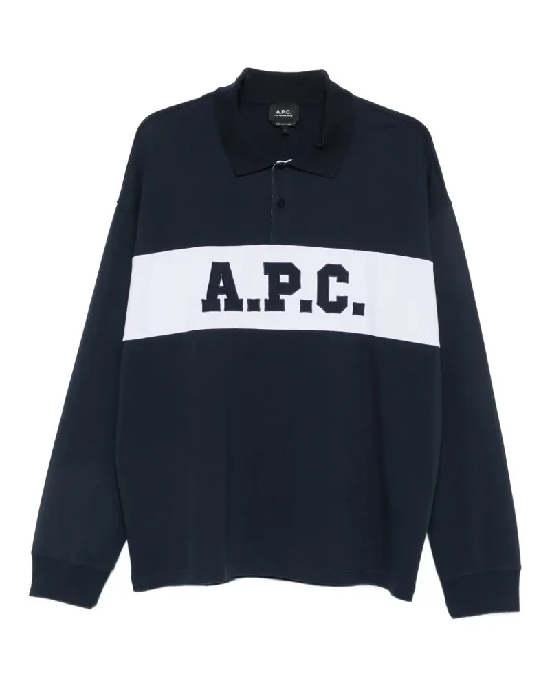 A.P.C. Poloshirt mit Logo-Print - Blau Blau