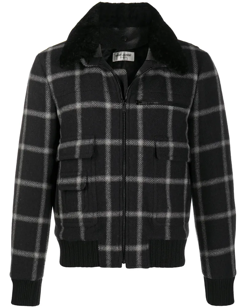 Saint Laurent Karierte Jacke - Schwarz Schwarz