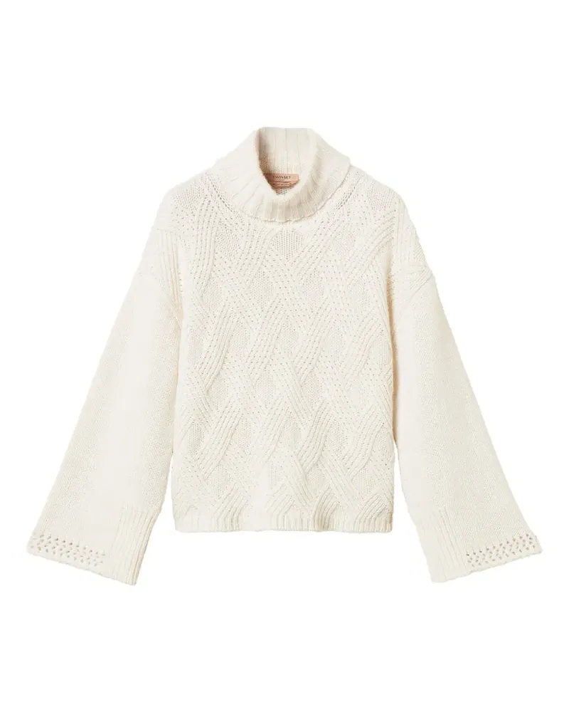 Twin-Set Rollkragenpullover mit überkreuztem Muster - Nude Nude