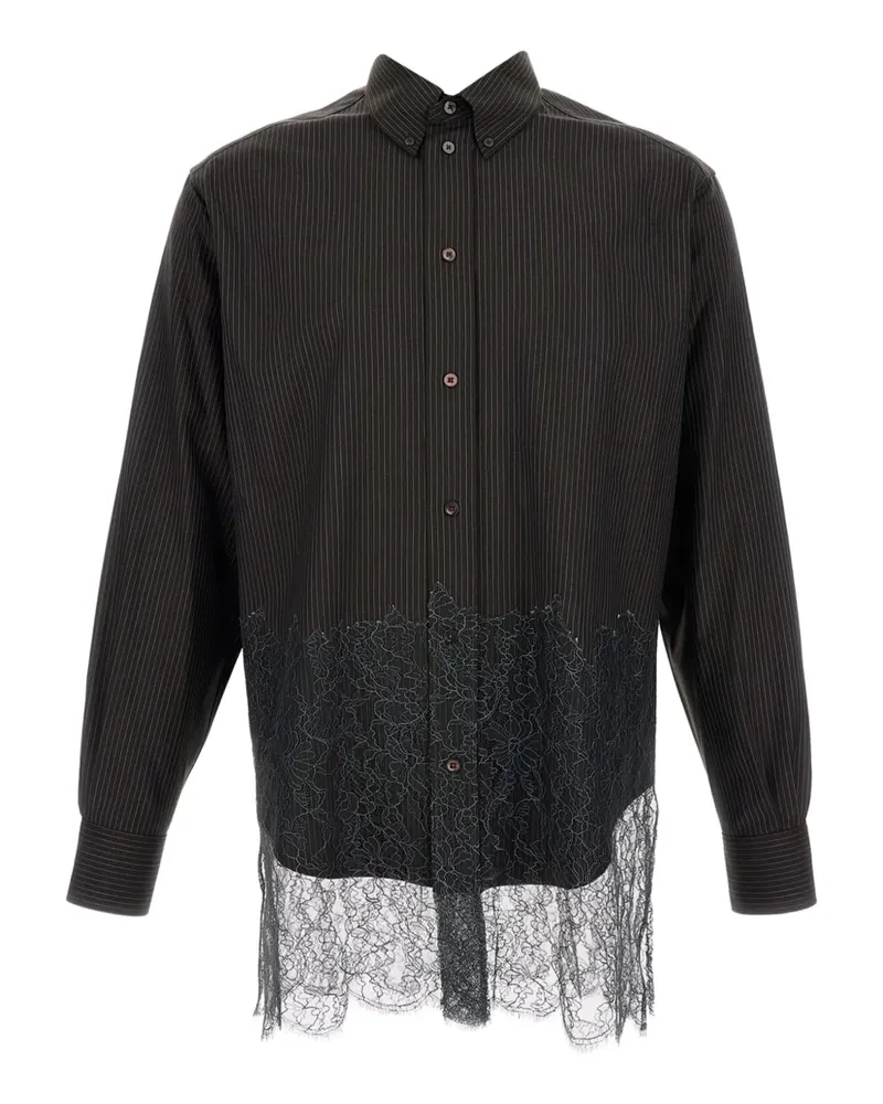 Fendi pinstripe lace-trim shirt - Schwarz Schwarz