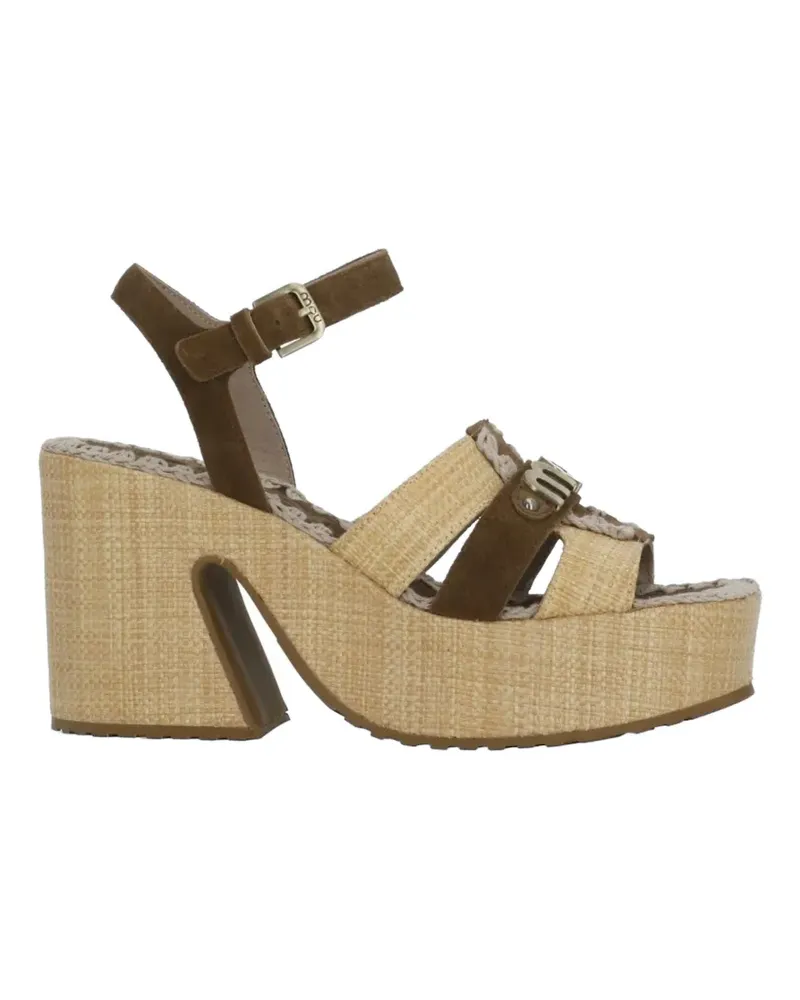 Mou logo-plaque crochet-trim sandals - Braun Braun