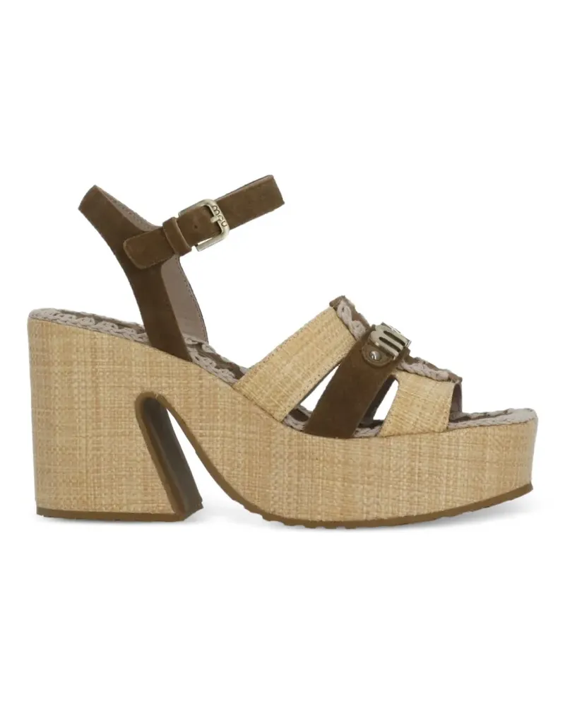 Mou logo-plaque crochet-trim sandals - Braun Braun