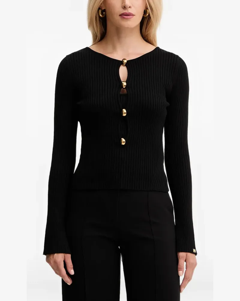 MARCIANO Los Angeles button-detail ribbed top - Schwarz Schwarz