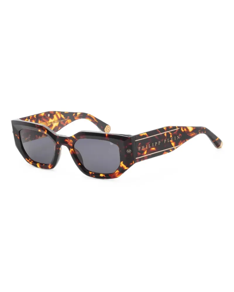 Philipp Plein tortoiseshell-effect geometric-frame sunglasses - Braun Braun