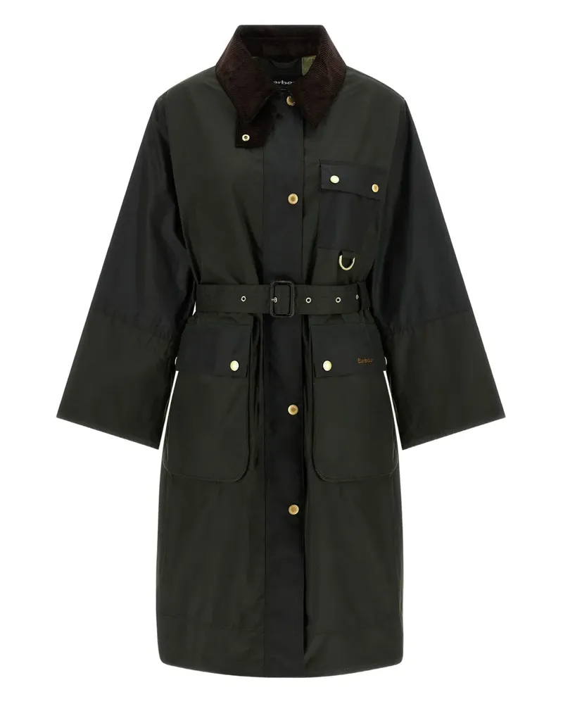 Barbour Milda waxed trench coat - Grün Grün
