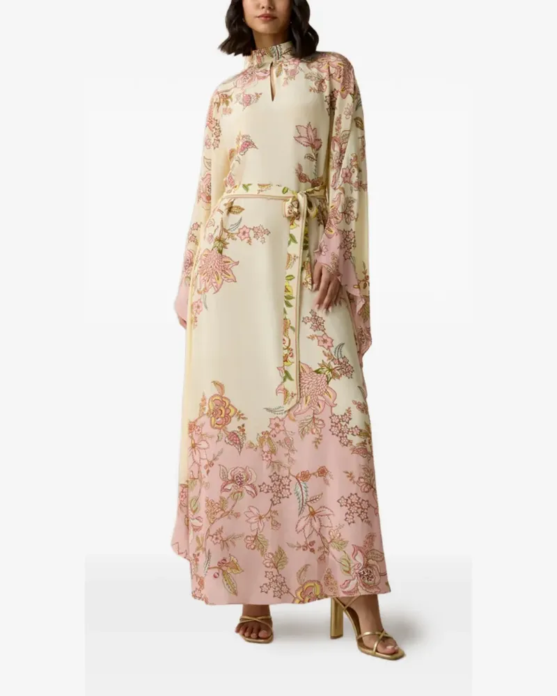 Hemant & Nandita Riah floral-print belted maxi dress - Nude Nude