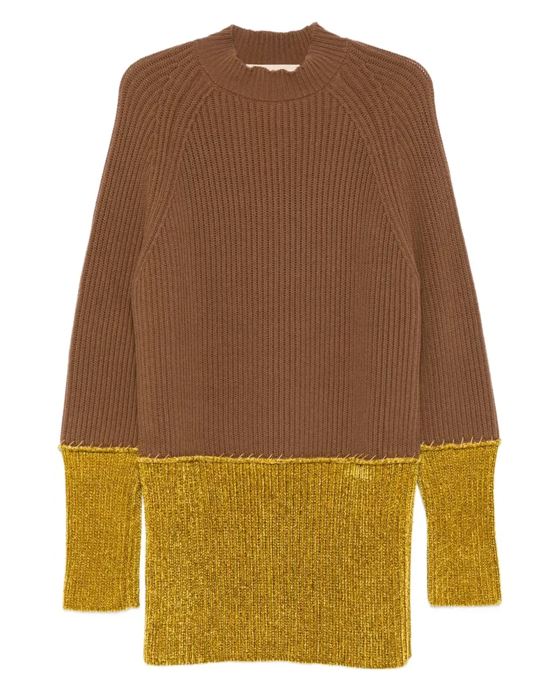 Marni Gerippter Pullover in Colour-Block-Optik - Braun Braun