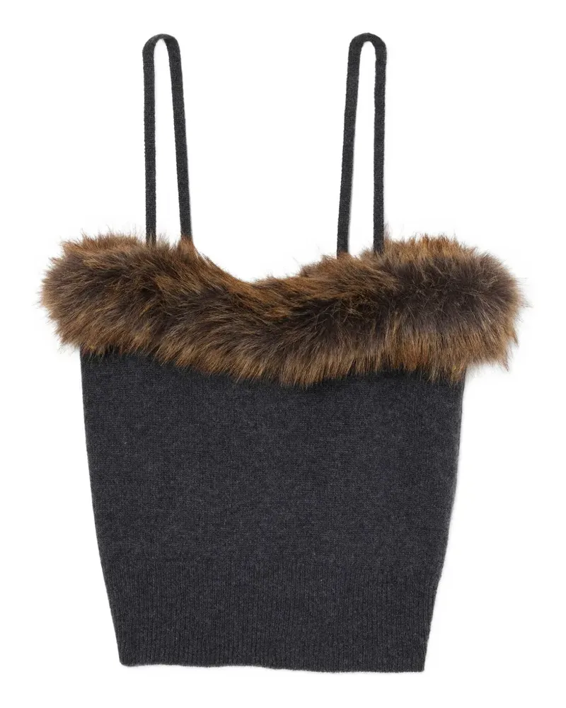 Marc Jacobs Tanktop mit Faux Fur-Besatz - Grau Grau