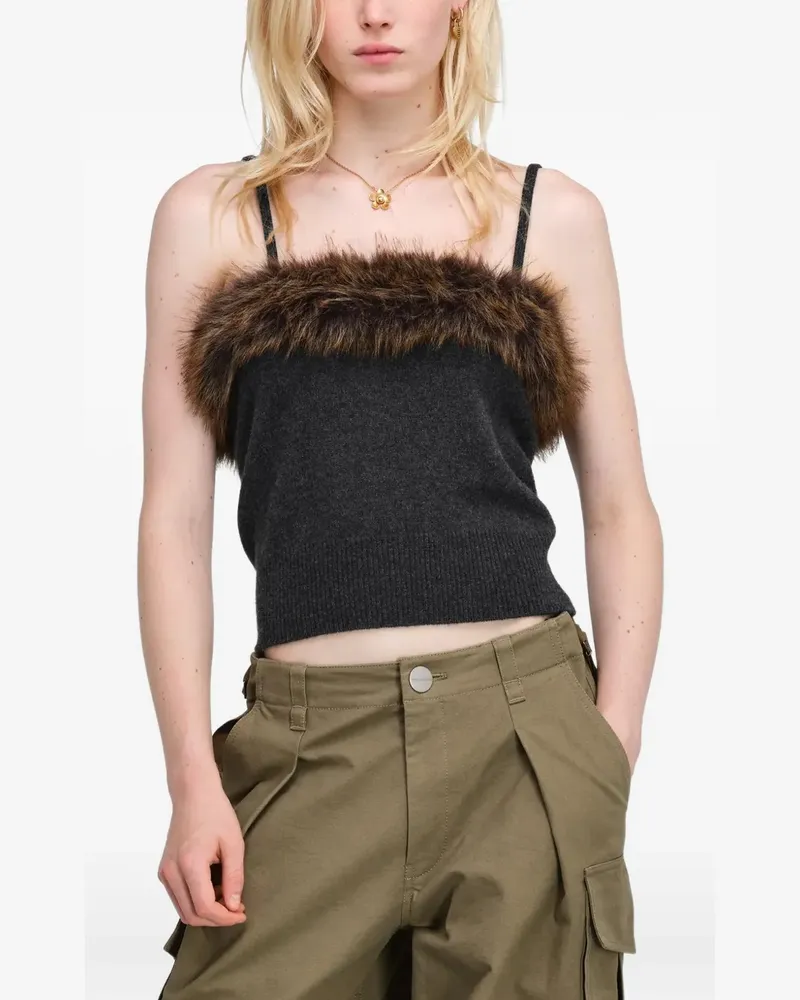 Marc Jacobs Tanktop mit Faux Fur-Besatz - Grau Grau