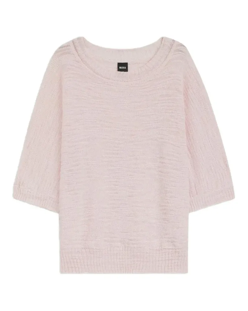 HUGO BOSS textured-knit scoop-neck jumper - Rosa Rosa