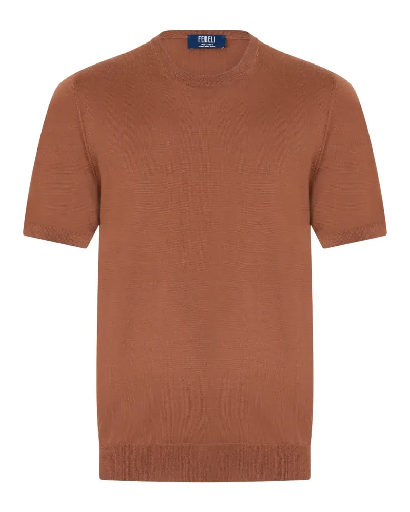 Fedeli short-sleeve wool T-shirt - Braun Braun