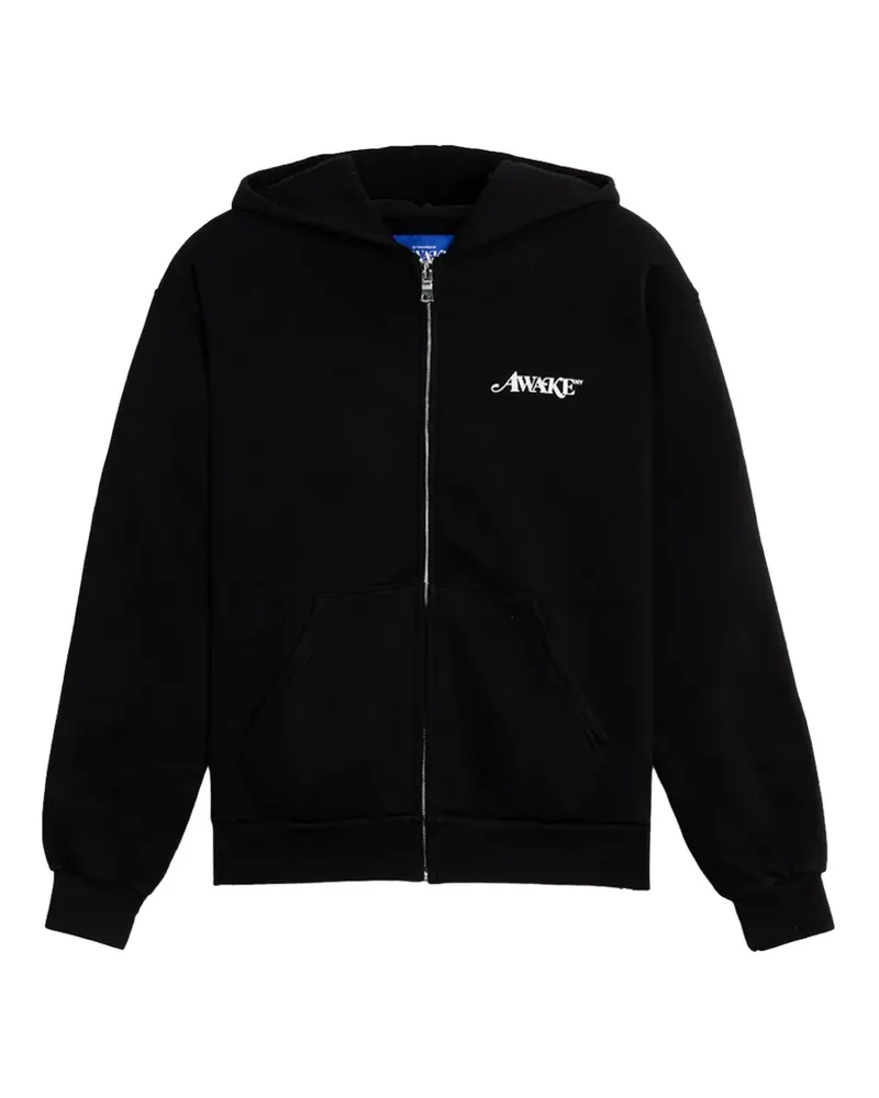 AWAKE NY logo-print zip-up hoodie - Schwarz Schwarz