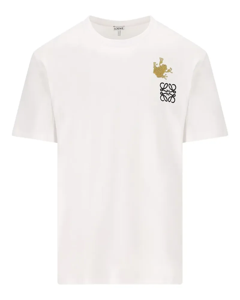 Loewe frog-logo embroidered t-shirt - Weiß Weiß