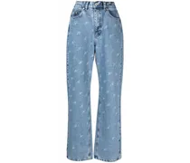 Gerade Jeans mit Initialen-Print