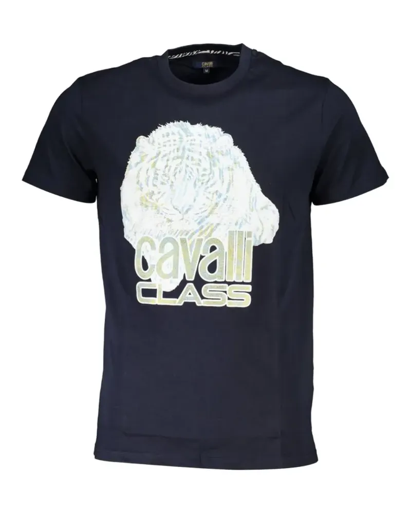 Roberto Cavalli tiger-print logo-print T-shirt - Blau Blau