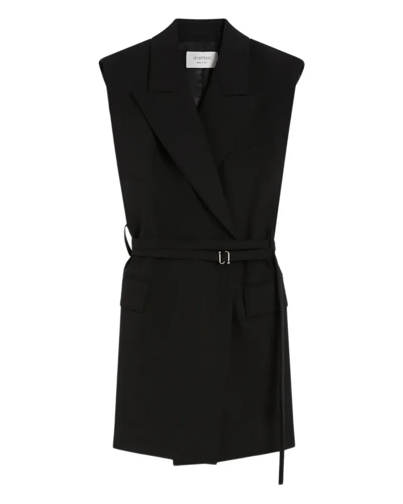 SPORTMAX Gürtel-Weste mit Spitzenkragen - Schwarz Schwarz