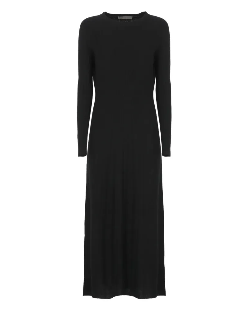 D.EXTERIOR round-neck long-sleeves midi dress - Schwarz Schwarz