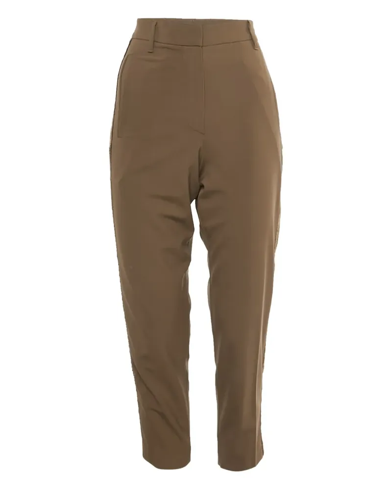 Brunello Cucinelli velvet-trim trousers - Braun Braun