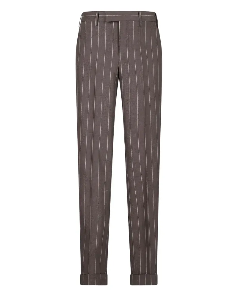 PT TORINO Bundfaltenhose mit Nadelstreifen - Braun Braun