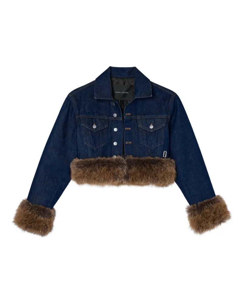 Marc Jacobs faux-fur shrunken trucker - Blau Blau