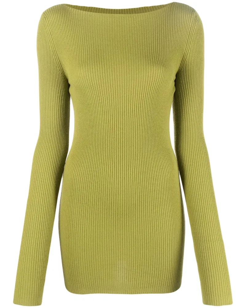 Rick Owens Gerippter Pullover mit Cut-Out - Grün Grün
