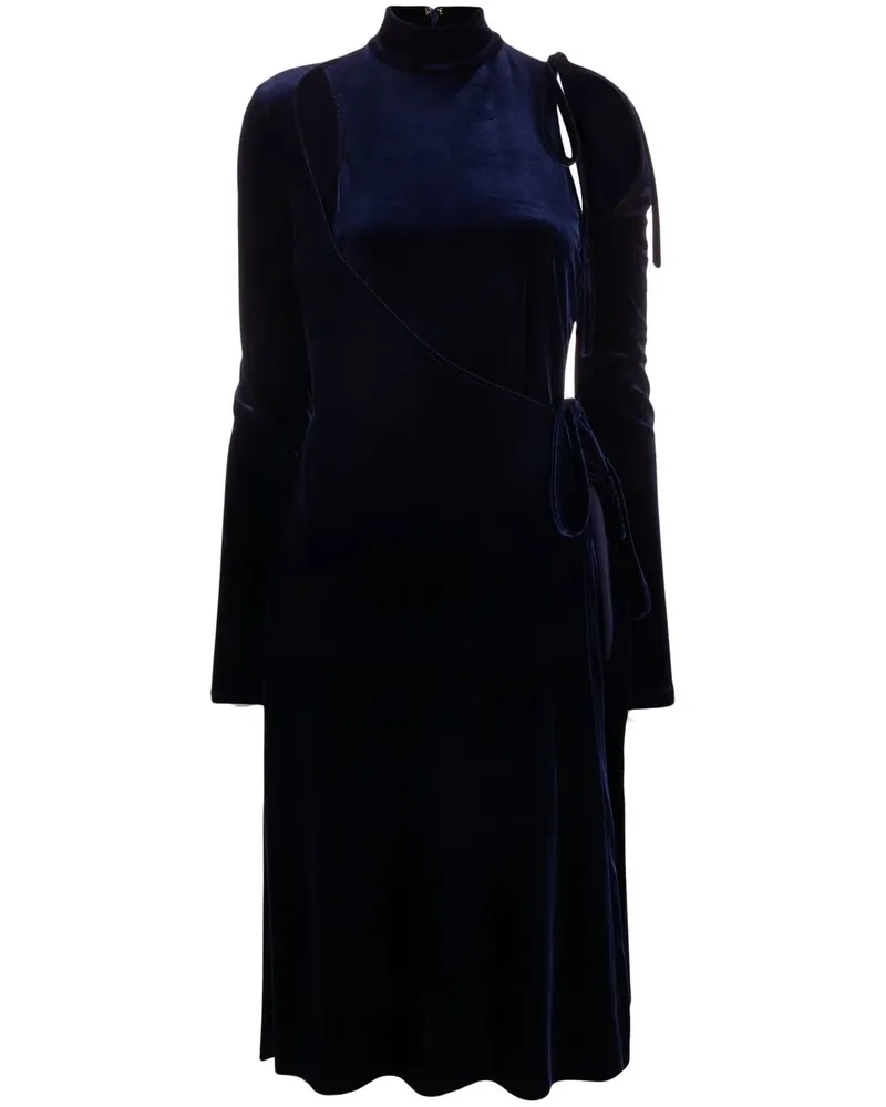 Versace Jeans Samtkleid in Wickeloptik - Blau Blau
