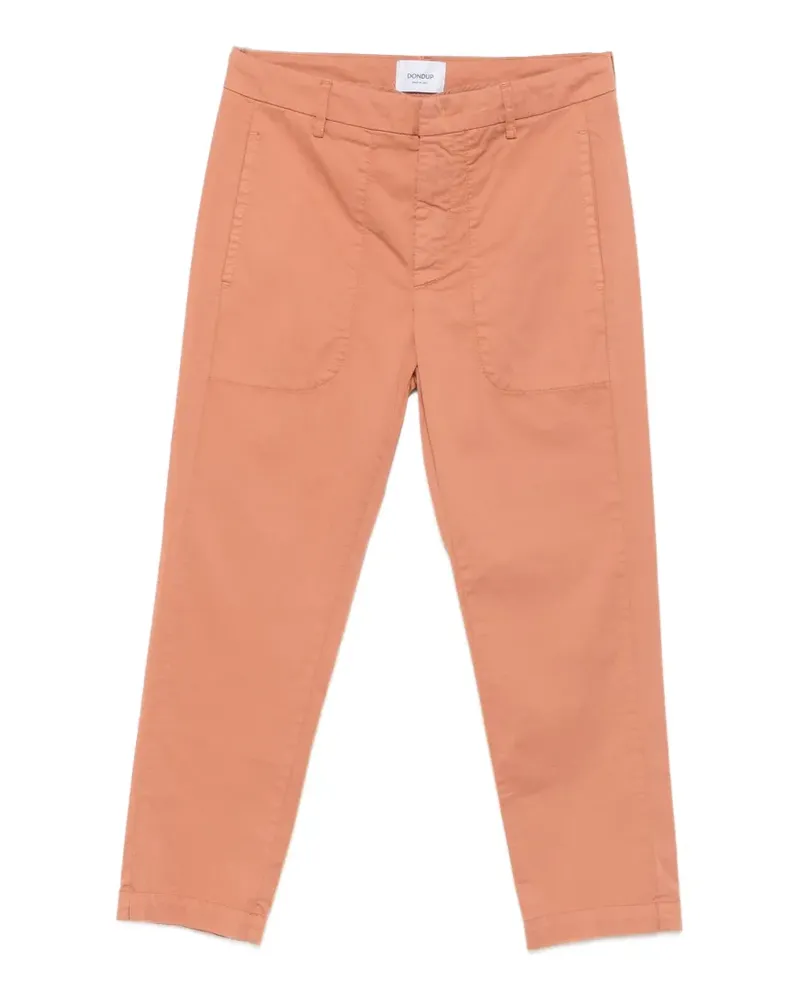 Dondup straight-leg logo-plaque cotton trousers - Orange Orange