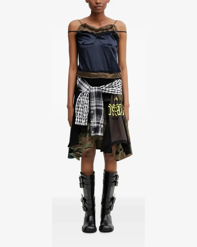 Andersson Bell Patchwork-Midikleid mit Spitzenbesatz - Grün Grün