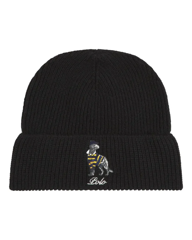 Ralph Lauren Rugby Dog Beanie - Schwarz Schwarz