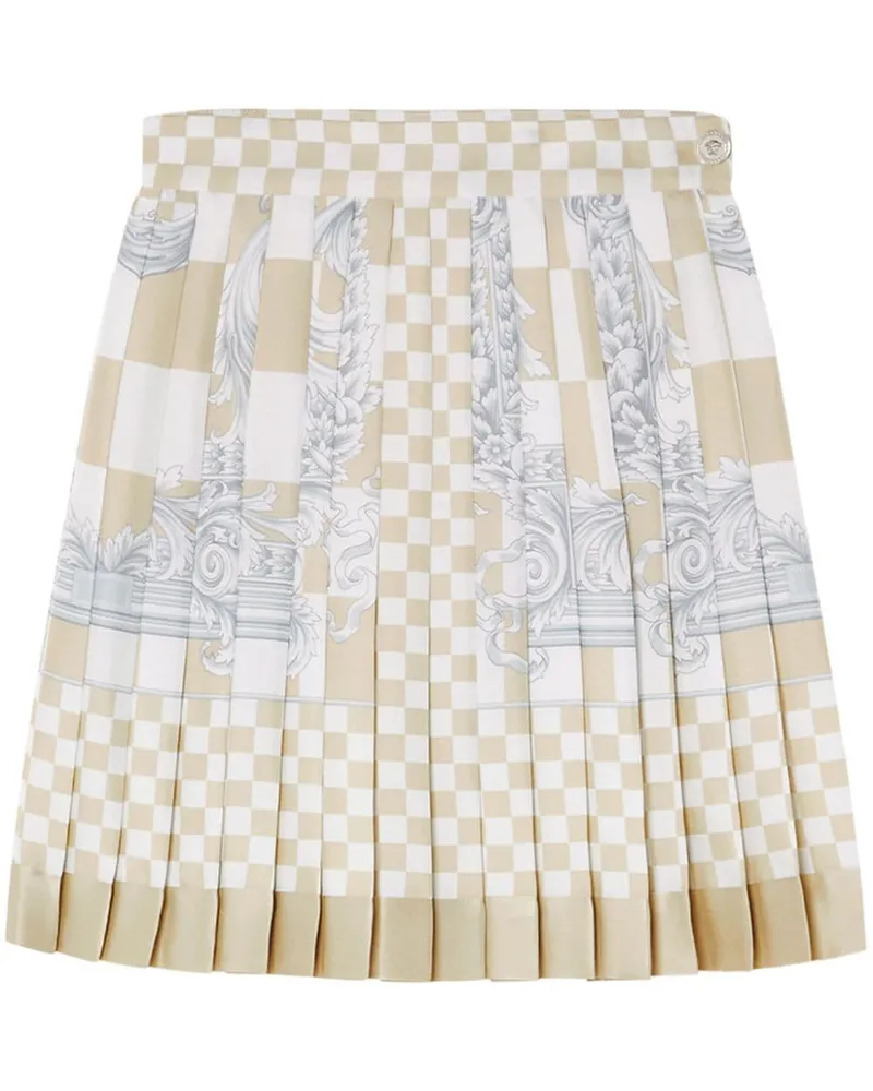 Versace Barocco Minirock mit Schachbrettmuster - Nude Nude